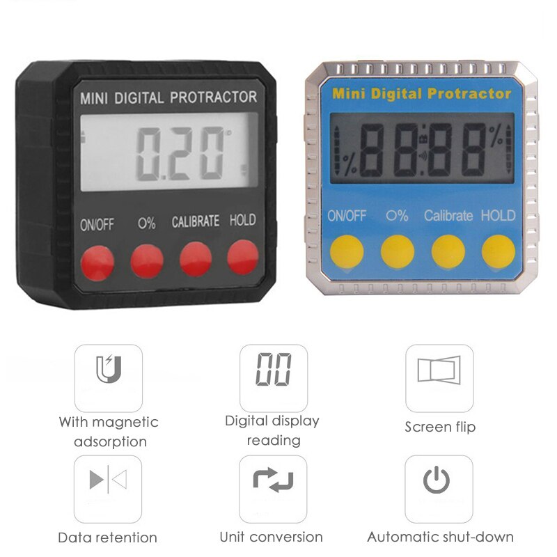 Magnetic Digital Angle Finder 360 Degree Mini Digital Protractor Inclinometer Electronic Level Box Magnetic Base Measuring Tools