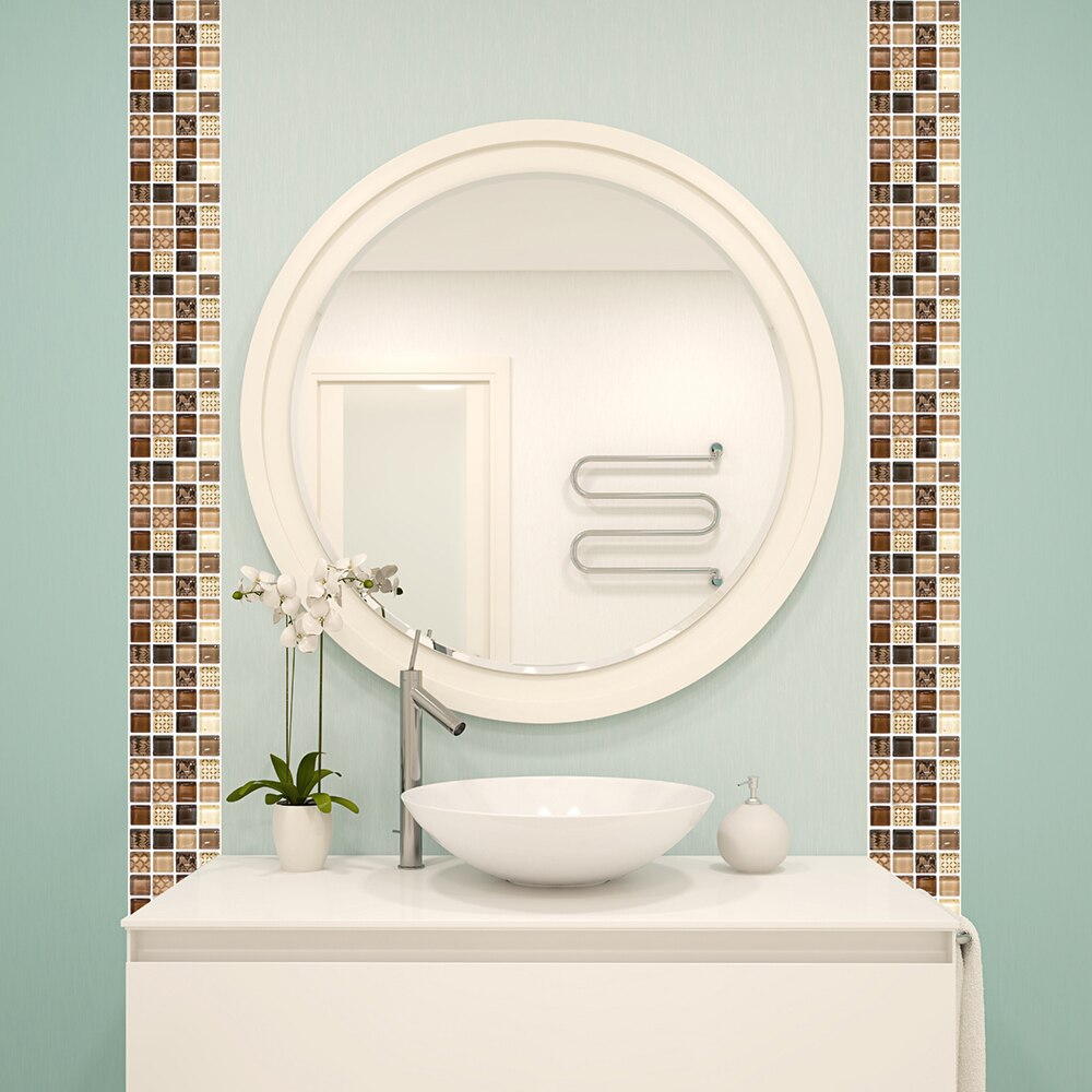 18 stk bad veggklistremerker pvc mosaikk kjøkken vanntette flis klistremerker plast vinyl selvklebende veggpapir hjem dekor