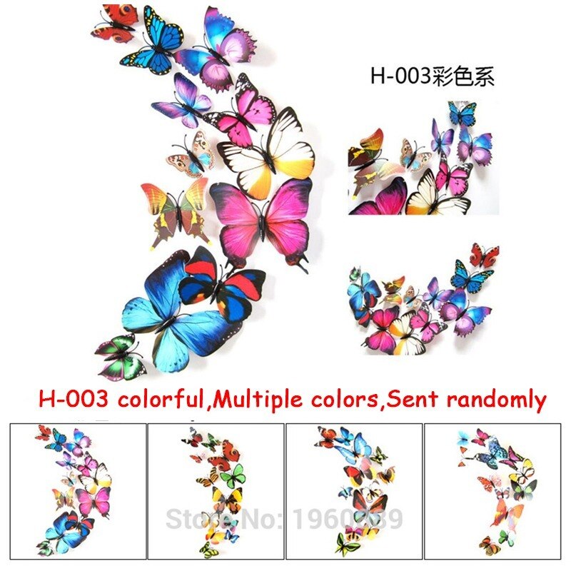 12 Stks/set Kleurrijke 3D Vlinders Muursticker Mooie Vlinder Sticker Met Magneet Voor Kid Kamer Muurstickers Home Decoratie: 02-Colorful
