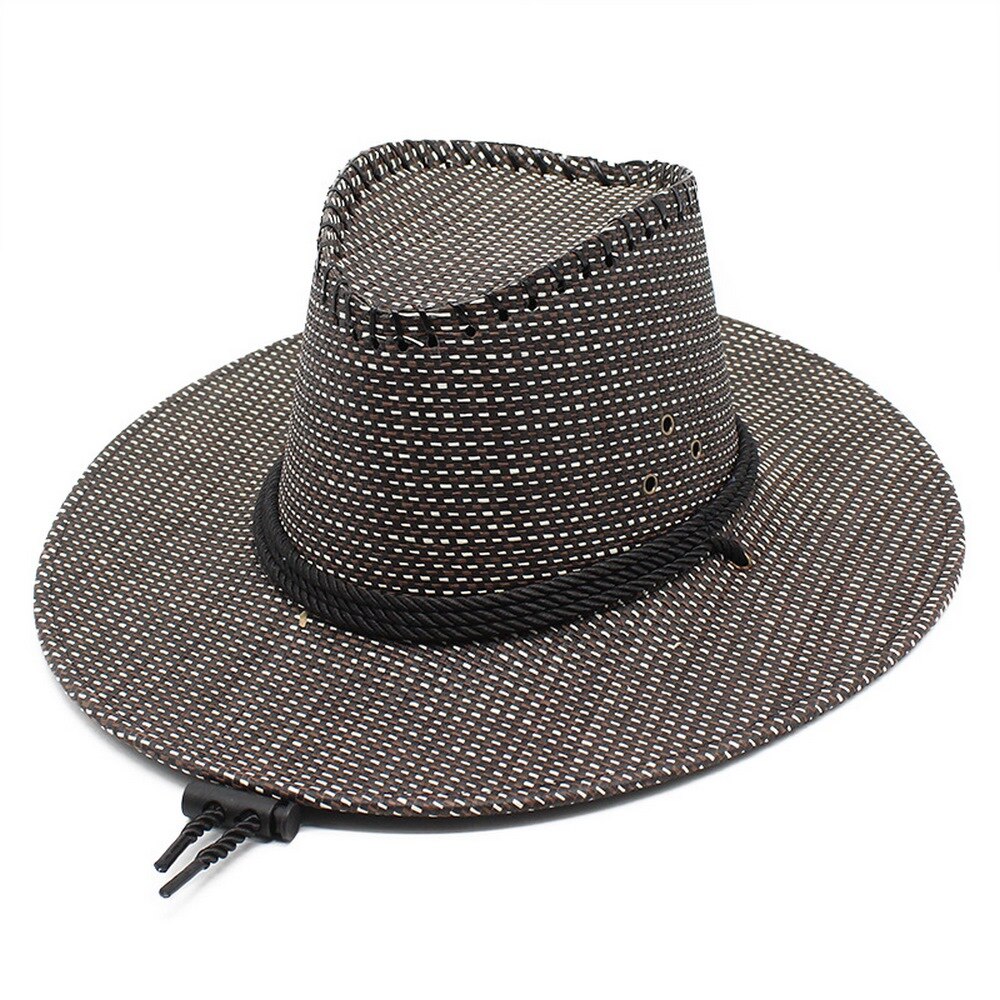 Chapeau de Cowboy pour hommes, casquette d'été, Style décontracté, tissage de paille, visière d'ombre de voyage en plein air 56-58cm, Western 2022, , NZ0041