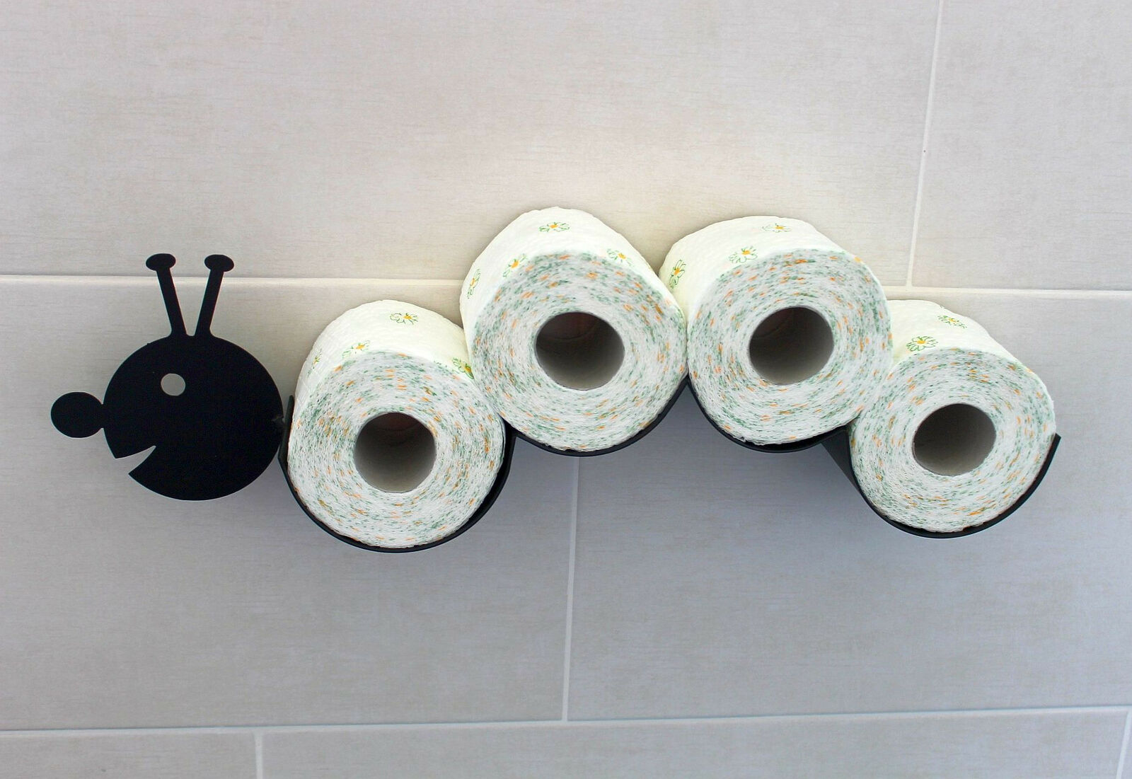 Porte-rouleau de papier toilette en métal chenille, support mural, support de rangement pour rouleaux de papier toilette, nouveauté animaux salle de bain