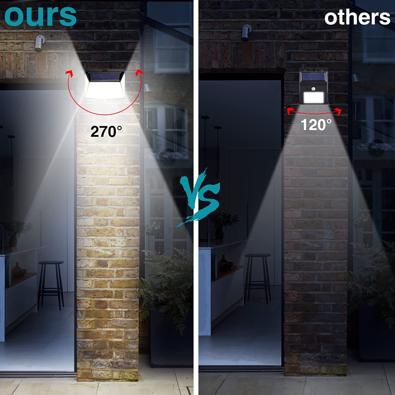 Claoner Solar Security Lights Outdoor 228led Motion Sensor Wall Lamps For Front Door, Backyard, Garage