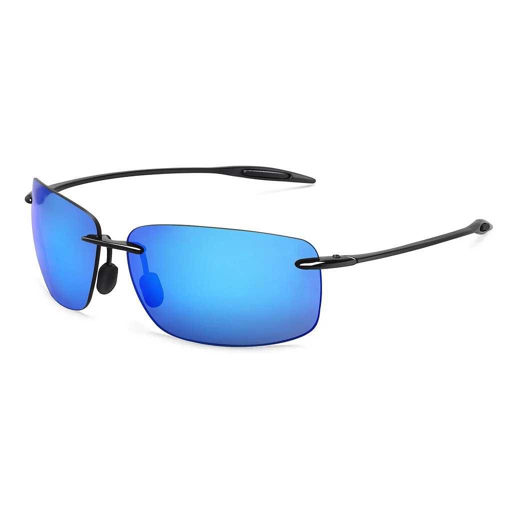Classic Polarized Sports Rimless Sunglasses Men Driving Rectangle Ultralight Frame Sun Glasses UV400 MJ8009 Driver Goggles: Yellow