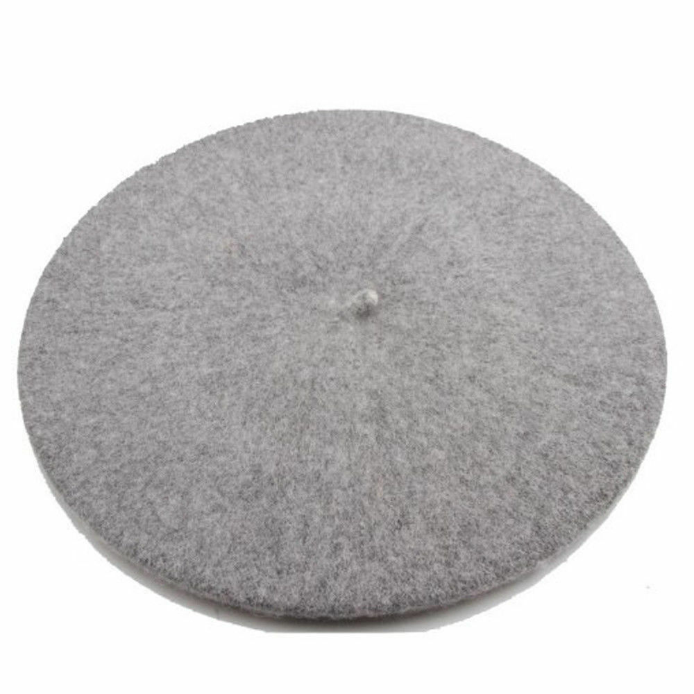 Fransk stil slouchy ull filt beret kvinner britiske chic jenter beret lue dame ensfarget vinter hatter kvinner: Grå