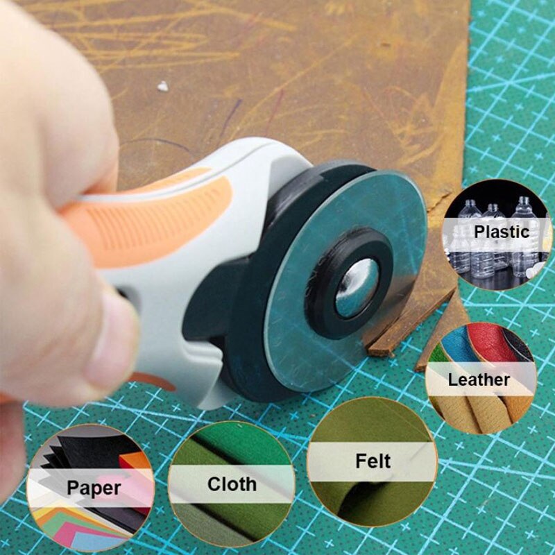 Faca rotativa de 45mm, suprimentos de alfaiate, ferramentas de patchwork, seguro, roda de rolo, faca redonda para corte manual de couro, tecidos, cortador de roda