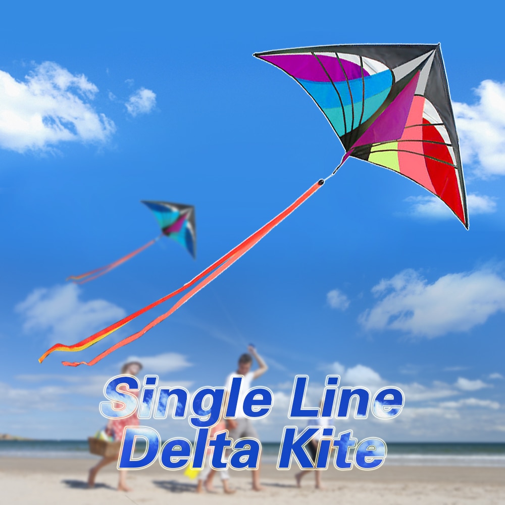 Grote Delta Kite Outdoor Sport Enkele Lijn Flying Kite Met Staart Voor Kids Volwassenen Outdoor Strand Park Fun Leuk Cadeau