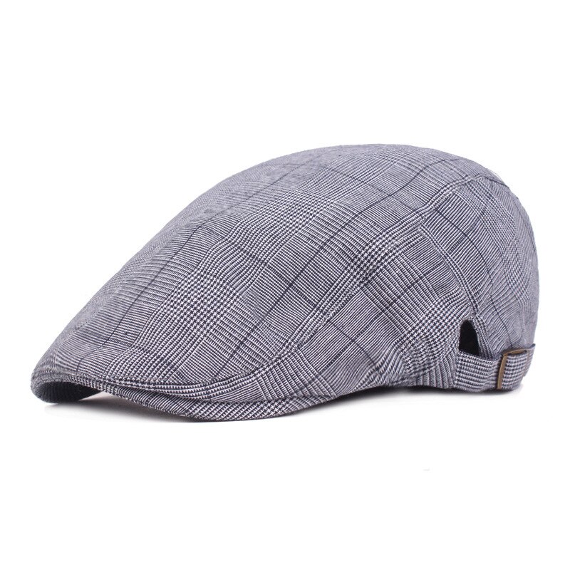 SLECKTON Cotton Flat Cap Retro Peaked Cap Men's Plaid Berets Casual Newsboy Cap for Men France Gorras Unisex Gatsby hat: Blue