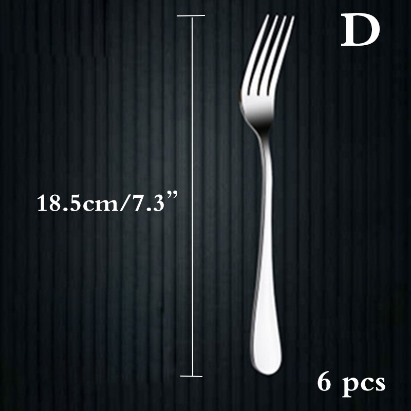 6pcs Dinner Fork Stainless Steel Dessert Fruit Forks Cake Salad Fork set Silver Dinnerware Kitchen Cutlery Silverware 5 size: D 18.5CM  7.3IN