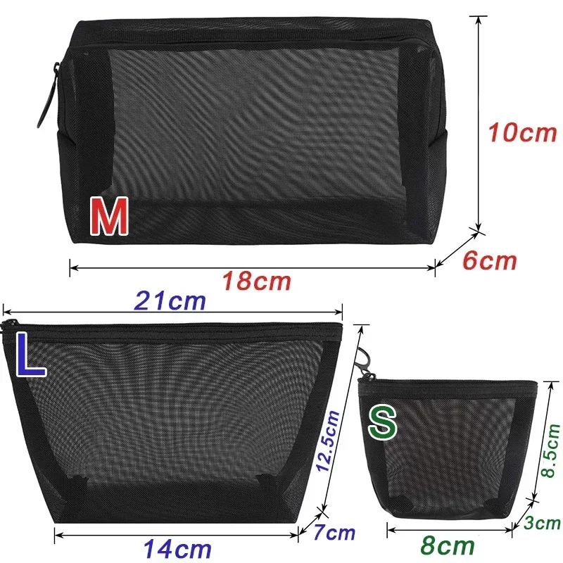 3 rozmiary czarne kosmetyczki mała duża siatkowa przezroczysta kosmetyczka organizator do przechowywania kosmetyków piórniki Neceser Pouch: XL / Beżowy