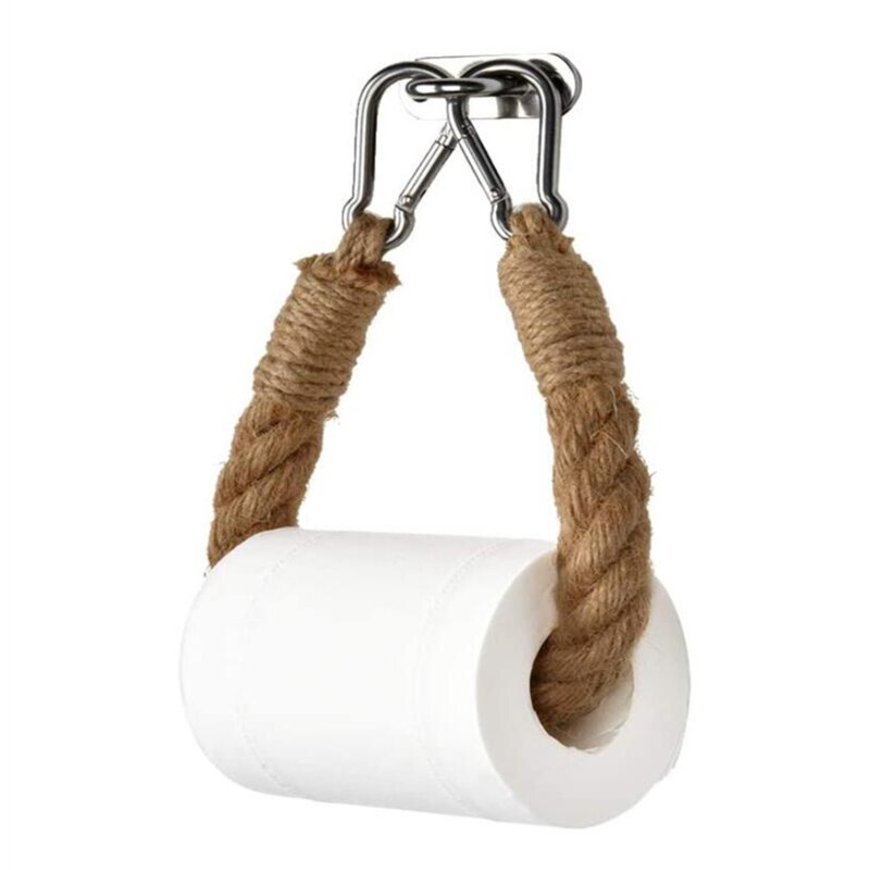 Retro Roll Paper Hanging Rope Wall Mounted Toilet Paper Holder Tube Bathroom Decor Rack Holders Bathroom Accessory