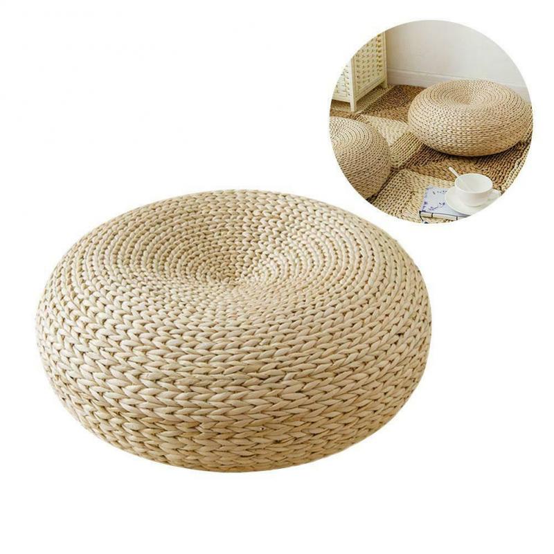 1 pièces paille naturelle Pouf rond Tatami coussin de sol coussins méditation Yoga tapis rond chaise coussin de style japonais