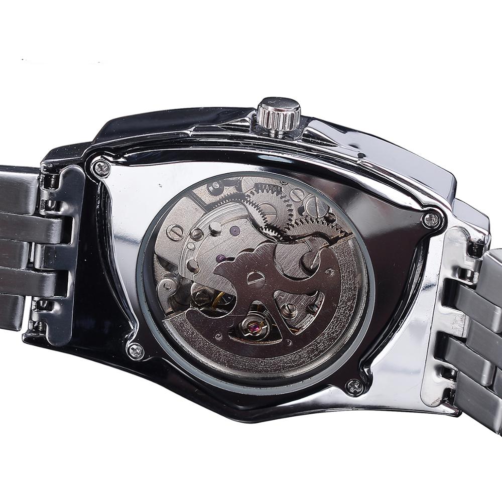 DUNCOUGAR – montre mécanique triangulaire pour hommes, cadran automatique, en acier inoxydable, noir, argent, horloge de supérieure