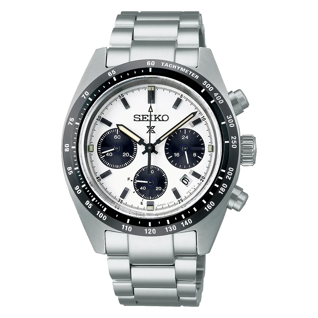 SEIKO Automatic Mechanical Watch Panda Di Three Eyed WatchPlate Chronograph Complete Calendar Original SSC813P1 Men Wristwatches: WHITE