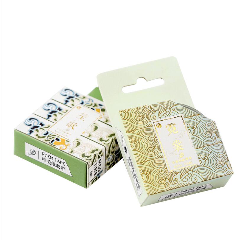 Chinese Retro Divine Gold Foil Pattern Crane Gilding Washi Tape DIY Scrapbooking Sticker Label Masking Tape School Office Supply