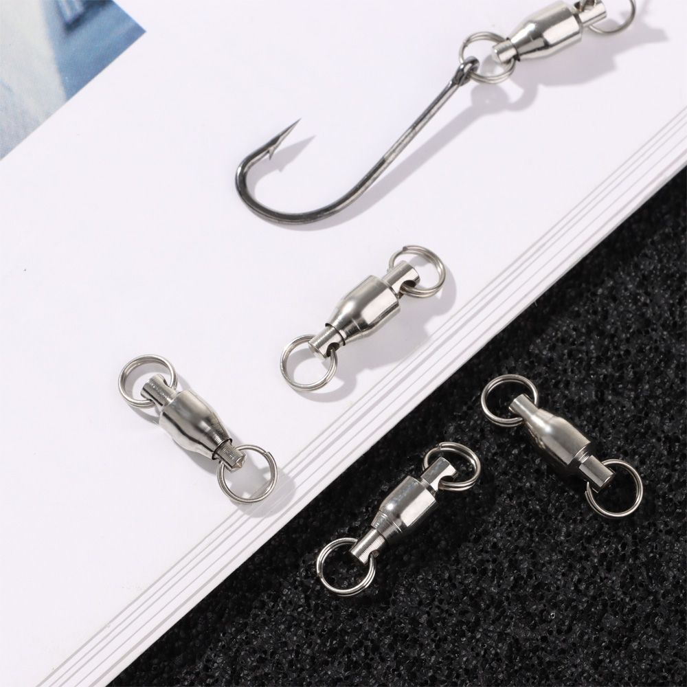 10Pcs Heavy Duty Ball Bearing Barrel Fishing Rolling Swivel Connector Solid Ring Fishing Line Connector Outdoor Fishing Tackle