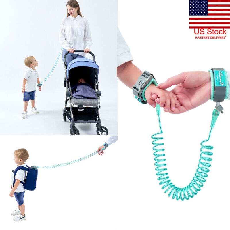 US 360°Anti Lost WristLink Traction Rope Toddler Kids Safety Harness Leash Strap