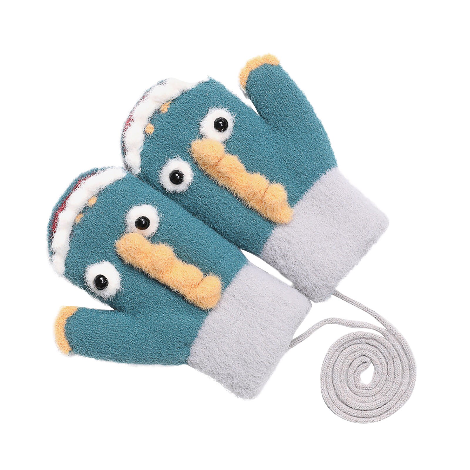 Winter Dinosaurier freundlicher Handschuhe Karikatur Volle Finger warm Verdicken Fäustlinge Winter SchöNe Handschuhe Windschutz Handschuhe Варежки Детские: grün