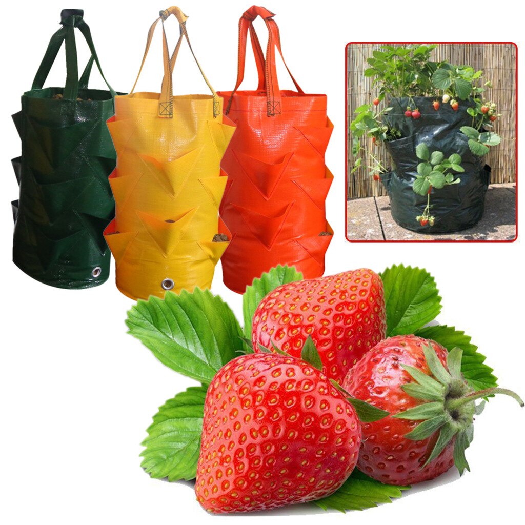 Strawberry Planting Bag Multi-mouth Container Bag Grow Planter Pouch Root Plant Growing Pot Bag Side Garden Home Tool