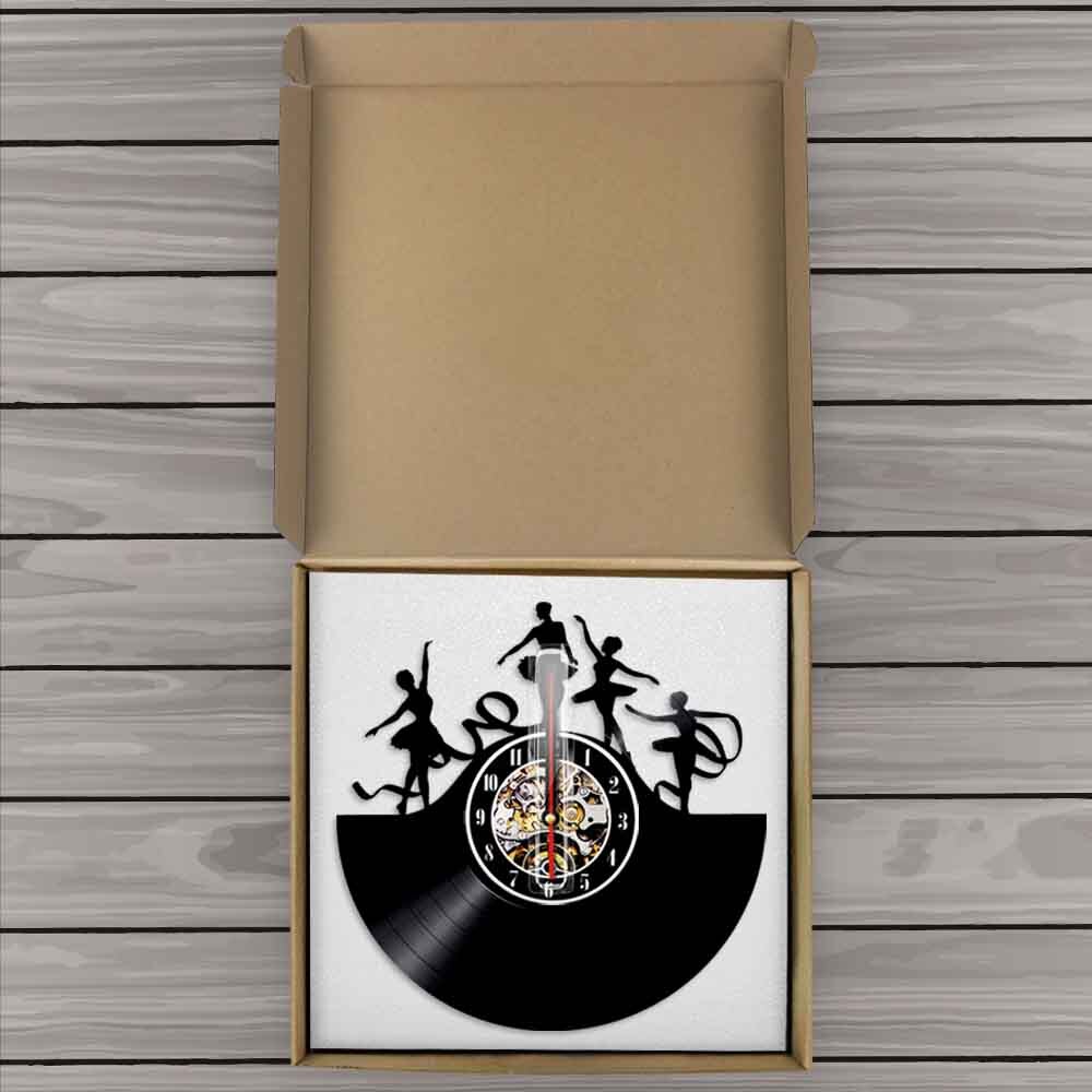 Ballerina Dance Vinyl Record Wall Art Klok Night Lamp Lp Klokken Horloge Dance Studio Vintage Decor Rock N Roll Voor ballet Dansers