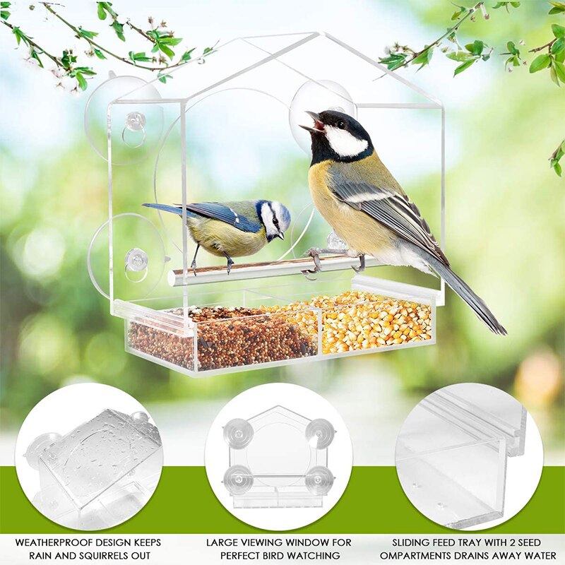 Venster Bekijken Vogel Feeder Hotel Tafel Zaad Pinda Opknoping Zuig Adsorptie Huisdier Birdhouse Zuignap Mount Huis Type Feeder