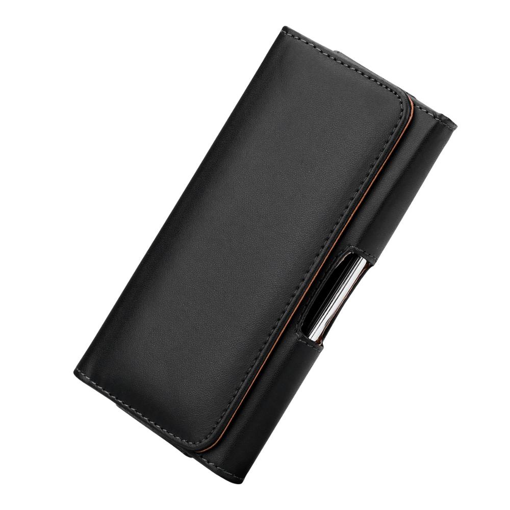 Universal Leather Phone Case Pouch For iPhone 12 MINI 11 Pro Max Samsung Huawei Redmi Note 7 Belt Clip Holster Cover Black Bag