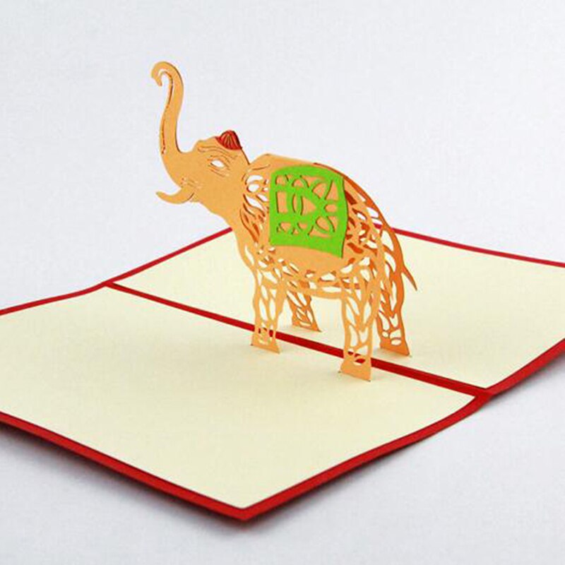 1 pc festa 3d pop up cartões com envelope feliz aniversário elefante cartões de casamento namorados convite presentes
