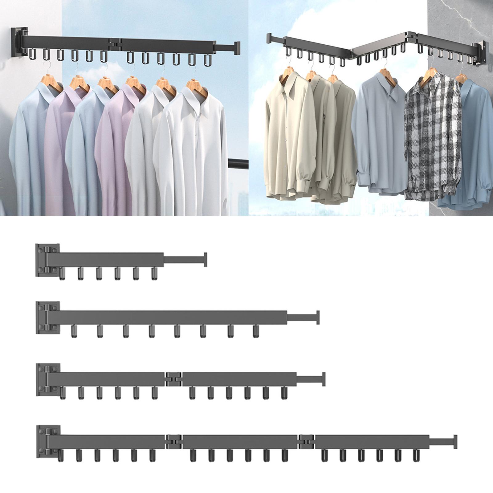 Foldable Clothes Hanger Hanging Rack Heavy Duty Retractable Wall Mount Clothes Drying Rack for Dorm Laundry Outdoor Bedroom Home