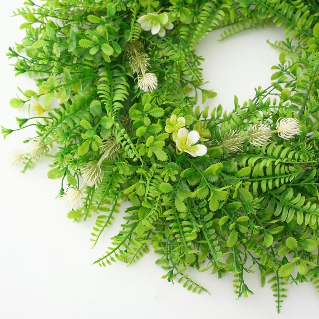 Green Wreath for Front Door Handicraft Silk Leaves Wreath Spring & Summer Decorating for Indoor & Outdoor Use