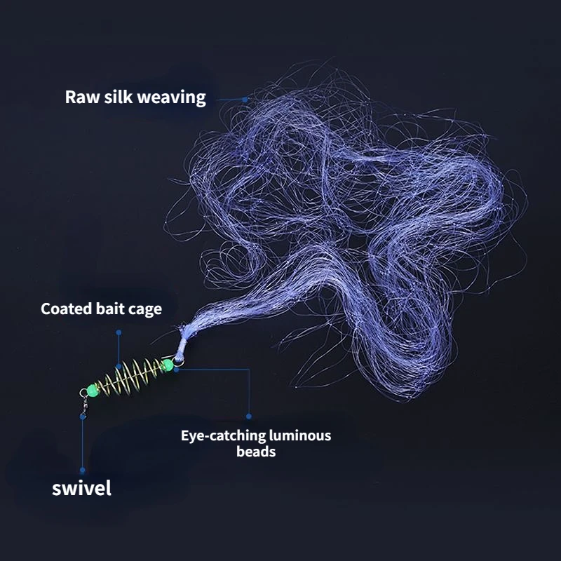 Trampa de red de pesca con marco de acero rico en carbono, malla con cuentas luminosas, red para peces de mar, de aparejos, trampa de pesca alimentadora