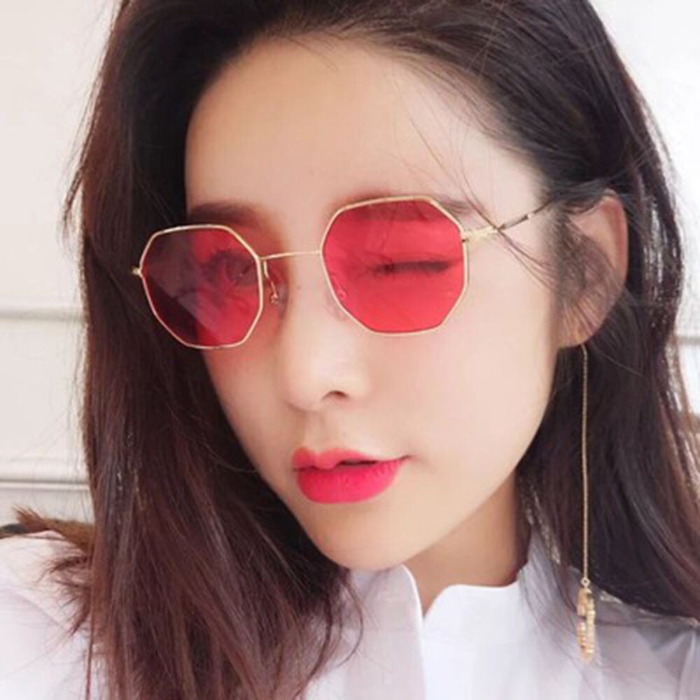 1pc Women Round Irregular Girls Colorful Lens Metal Frame Sunglasses Eyewear Glasses women Drive Goggles Anti-UV400