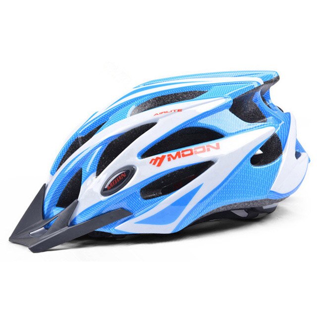 Moon Cycling Helmet Ultralight Skiing Motorcycle Bicycle Breathable Helmet Bicycle Road Mountain Riding Helmet Riding Equipment: White blue / L 58-61 cm