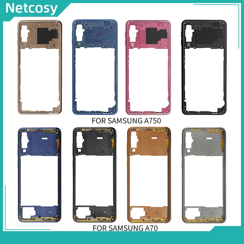 Pièces de rechange de couverture de plaque moyenne de cadre moyen Netcosy pour Samsung Galaxy A70 A705/A7 A750 boîtier moyen