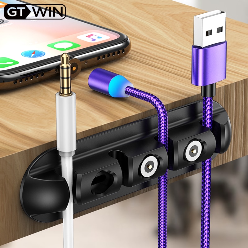 GTWIN – organisateur de câbles USB, support de gestion de câbles de bureau, Clip enrouleur pour casque souris écouteur fil de clavier