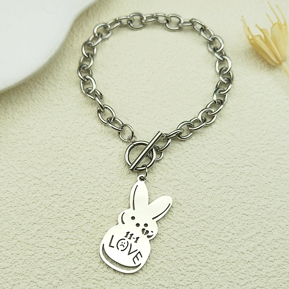 Kpop Lil Peep Rabbit Sad for Love Couple Pendant Necklace for Women Men Stainless Steel Music R.I.P Chain Jewelry Collar Fans: ROSE GOLD COLOR