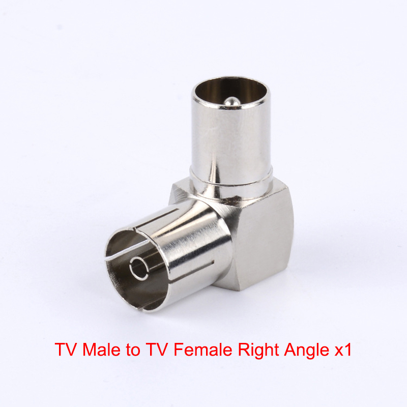 Adaptateurs F Type vers TV IEC, connecteur de prise d'antenne aérienne TV à 90 degrés, adaptateur à Angle droit, prise câble coaxial, ensemble de F-TV, 1 pièce: Black