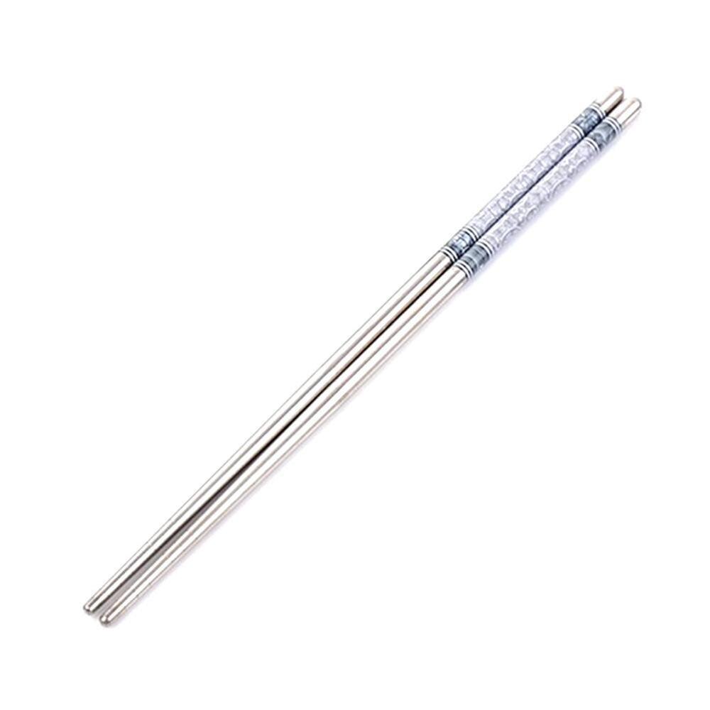 2 pares de palillos chinos, palillo de comida de acero inoxidable, , vajilla de cocina portátil, juego de palillos de corte, surtido: Default Title