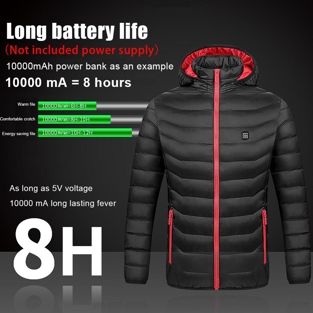 Heated Hoodie, Unisex Heated Sweatshirt With Battery Pack 7.4V, Zip Up Electric Jacket With 5 Heating Zones For Men & Women, Lightweight Warm