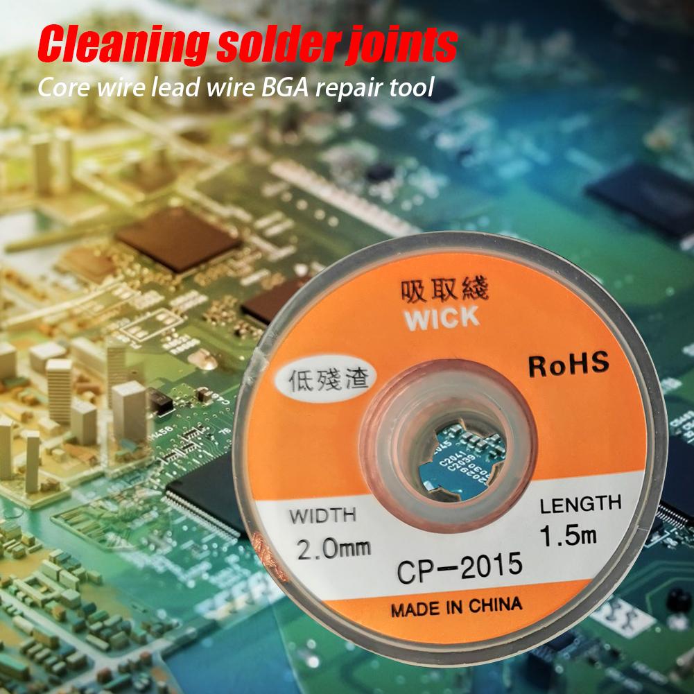 1.5m Length Desoldering Braid Solder Remover Wick Wire Cord BGA Repair Tools Speed up Tin Absorption and Low Flux Residue