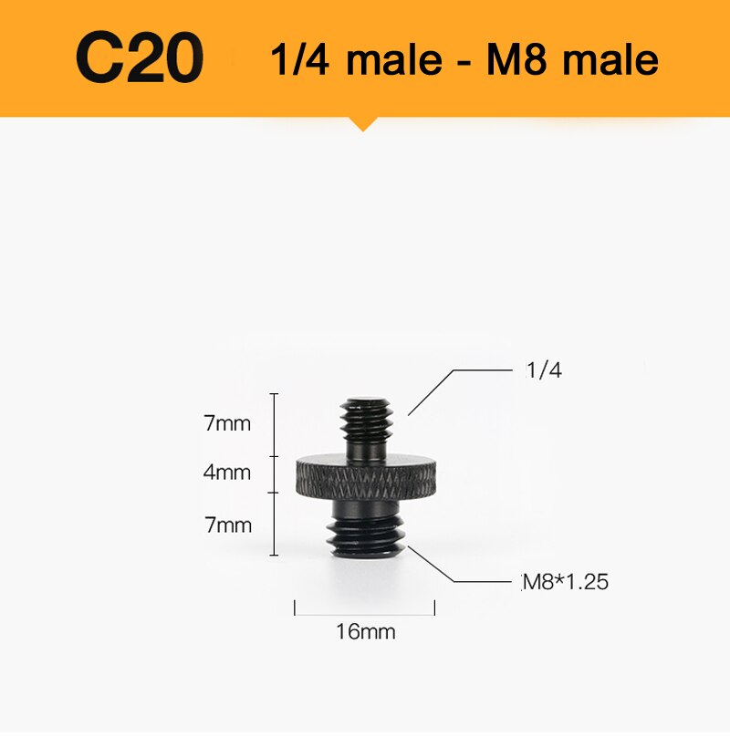 Rótula de bola de trípode hembra de 1 \ 4 cabeza de bola de cámara de bolsillo, mini luz, palo selfie para teléfono de aluminio de aviación, adaptador de tornillo M8: 1 piece C20