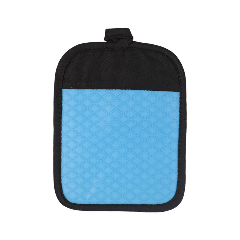 1Pc Non Slip Heat Insulated Thick Cotton Glove Mitten Pot Pad Mat Baking Tool: Blue Pot Pad