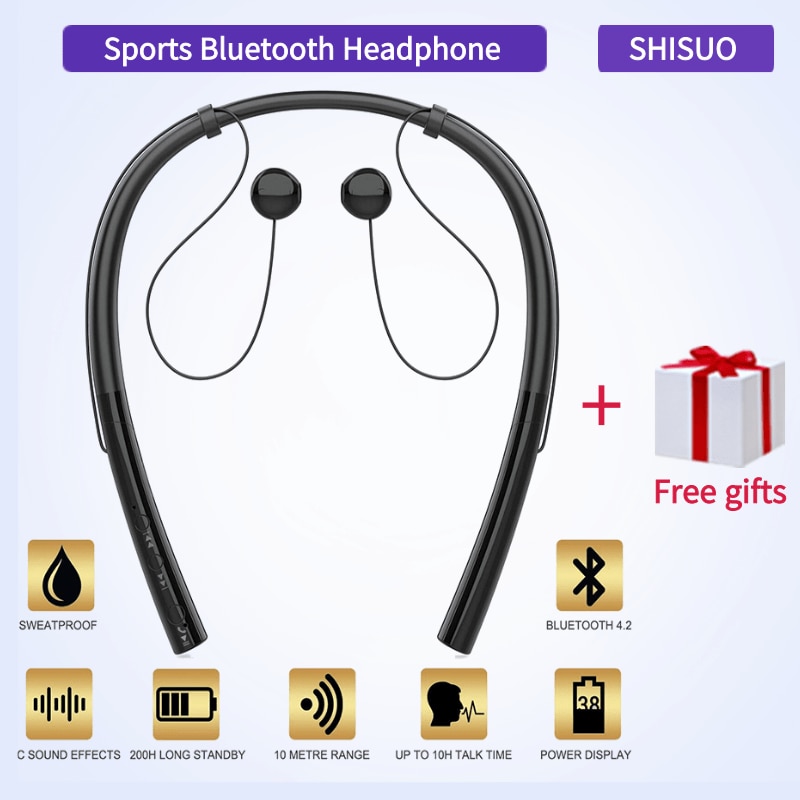 Shisuo Bluetooth 5.0 Oortelefoon Draadloze Headset Bass Sport Transpiratie Hoofdtelefoon Handsfree Stereo Met Microfoon Voor Xiaomi Huawei Telefoon