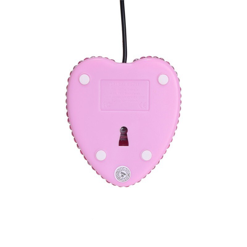 Ultra-thin Pink Wired Gaming Mouse USB Optical Gamer Mouse Heart Shape 1000DPI Laptop Desktop Computer Mice For Girls