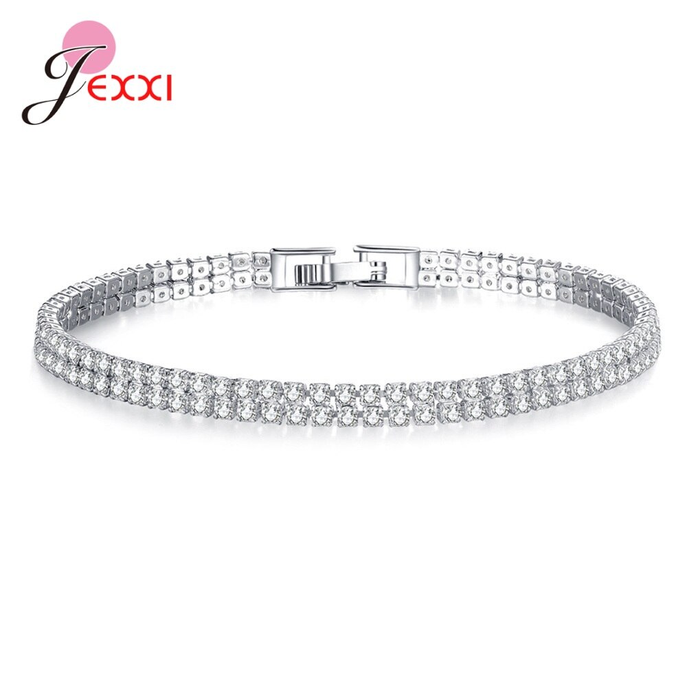 Sólido 925 prata esterlina brilhante zircônia cúbica tênis pulseira pulseira para o casamento feminino moda jóias aniversário por atacado