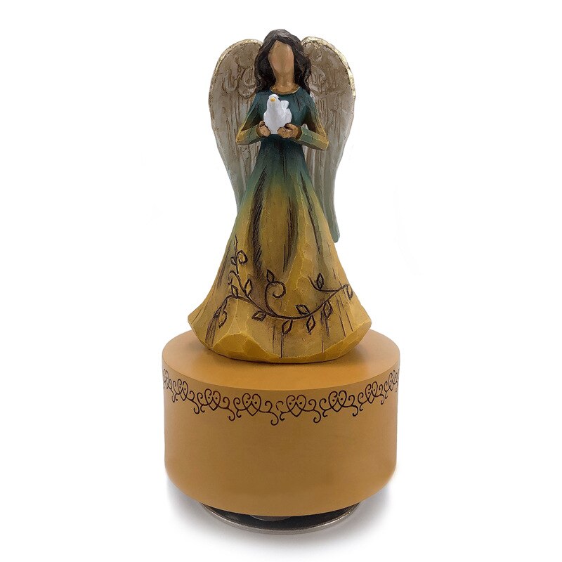 Hand-painted Engraving Music Box Lucky Angel Classic Melody Birthday Festival Musical Mother's Day: Angel and Dove