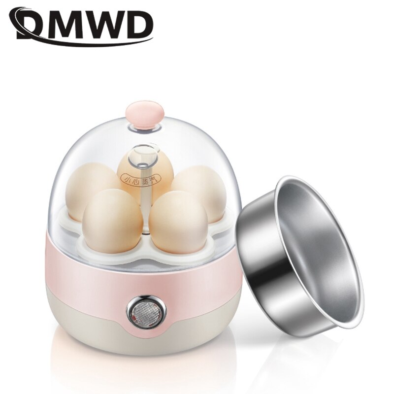 DMWD Multifunctional Mini Electric Egg Cooker Boiler Breakfast Maker Food Heating Steamer For 1 People Automatic Power Off 220V: Pink 220V