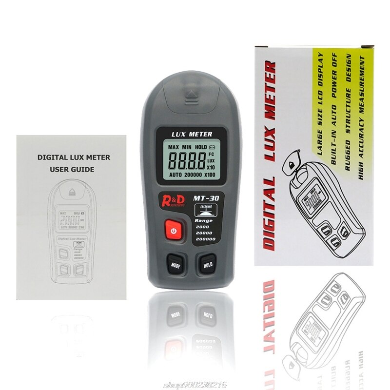 MT30 Lux meter 0~200,000lux Range Light Meter Pocket Illuminometer lux/fc Photometer Tester Enviromental JY13 21