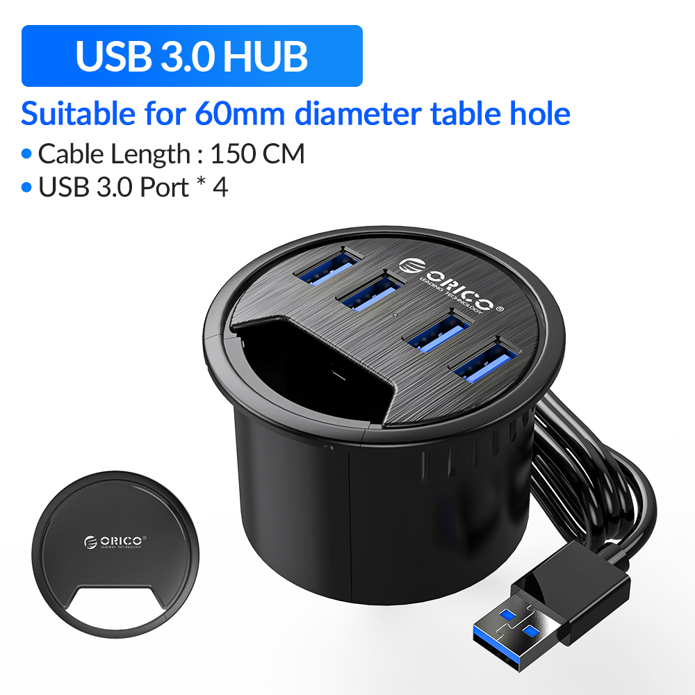 ORICO Desk Grommet USB 3.0 Hub Sound Card Type C Splitter SD TF Dock Station Headphone Mic Audio Interface for Laptop usb hub: WHITE