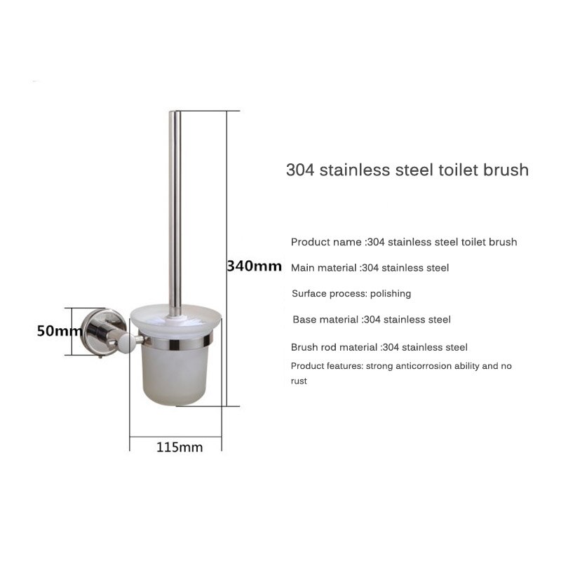 JUSHFO Toilet Brush Holders Stainless Steel Space-saving Wall-Mounted Single Brush Glass Holders Bathroom Hardware Accessories