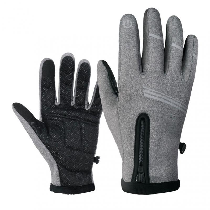 Guantes calefactables para ciclismo de invierno, antideslizantes, a prueba de viento, cómodos, de invierno, guantes de bicicleta motocicleta: Gris / XXL