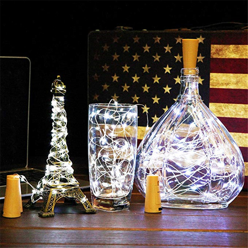 Luces de corcho para botella de vino, luces para botellas de vino, 12 paquetes de luces de cadena de corcho de vino LED de 6,5 pies y 20 para tarro de vidrio, Feria de Navidad